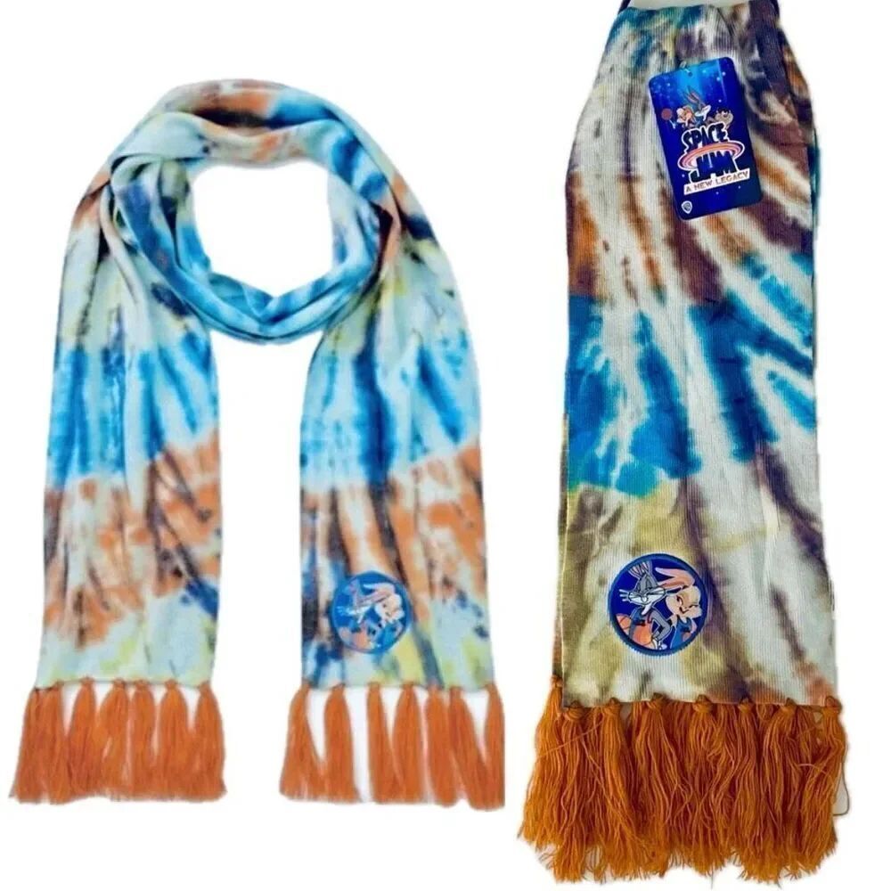 NWT Gorgeous trendy tie dye Space Jam Tassels scarf super soft, cozy & warm!!!